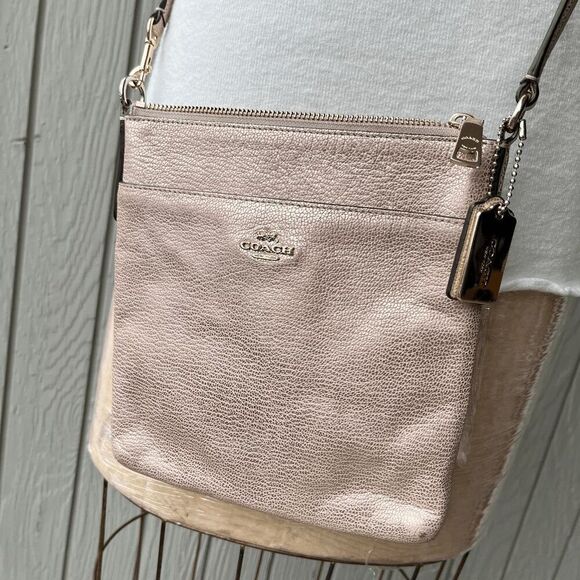 CoachβGold Pebbled Leather Crossbody & Matching Wallet, Retired Set - Picture 13 of 16